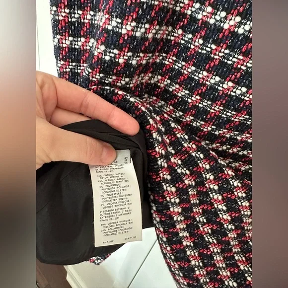 PINKO NWT Midi Skirt tweed pencil skirt US 8 cotton Red blue white - Picture 10 of 12